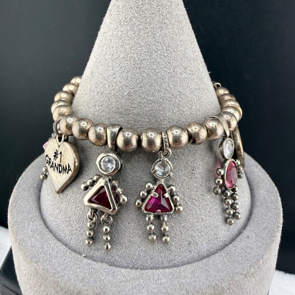 Vintage Sundance Mother Grandmother Charm Bracelet Sterling Hearts SJC 6.5"